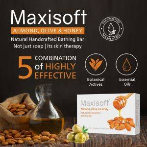 Maxisoft Almond Olive Honey Natural Handcrafted Bathing Bar (75 gm)