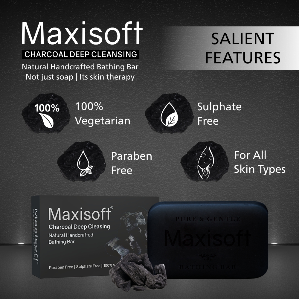 Maxisoft Charcoal Deep Cleansing Bathing Bar (75 gm)