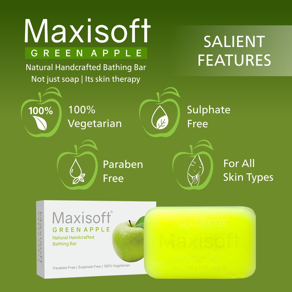 Maxisoft Green Apple Bathing Bar (75 gm)