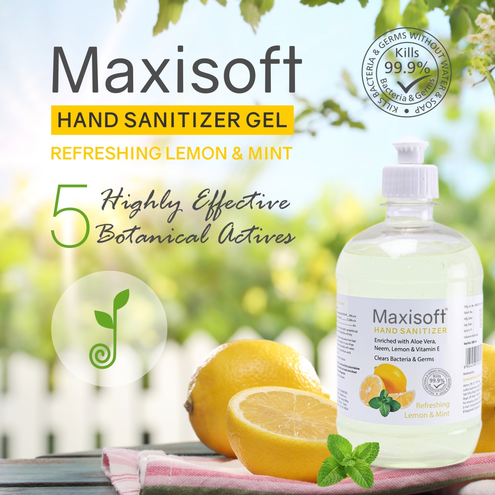 Maxisoft Hand Sanitizer Gel Refreshing Lemon & Mint (500 ml)