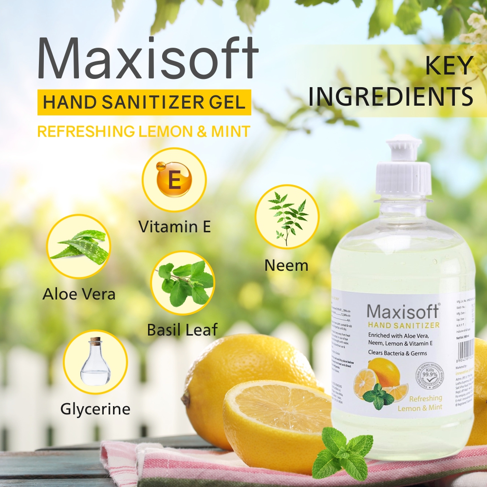 Maxisoft Hand Sanitizer Gel Refreshing Lemon & Mint (500 ml)