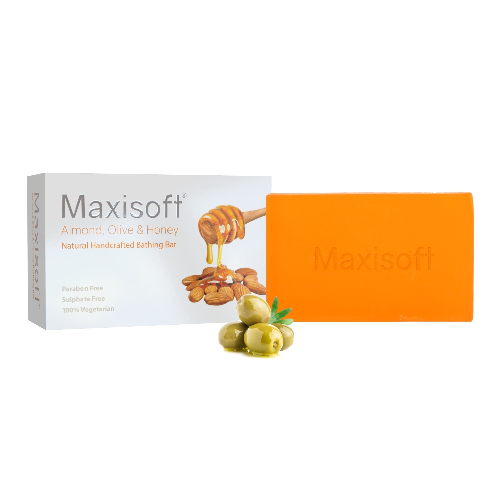 Maxisoft Almond Olive Honey Natural Handcrafted Bathing Bar (100 gm)