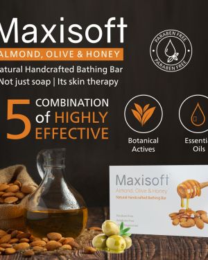 Maxisoft Almond Olive Honey Natural Handcrafted Bathing Bar 100 gm
