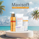 Maxisoft Summer Specialist Combo (Maxisoft Skin Lightening Soap + Maxisoft Golden Glow Face Wash + Maxisoft Moisturizing Lotion + Maxisoft SPF50)